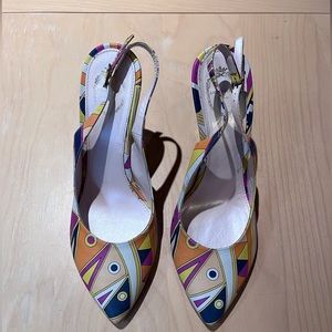 Emilio Pucci Pink Green Heeled Sandals